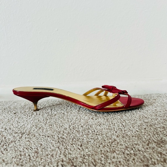 Zara Red & Gold Summer Leather Sandals with 1.5 inches Heels - Picture 7 of 8